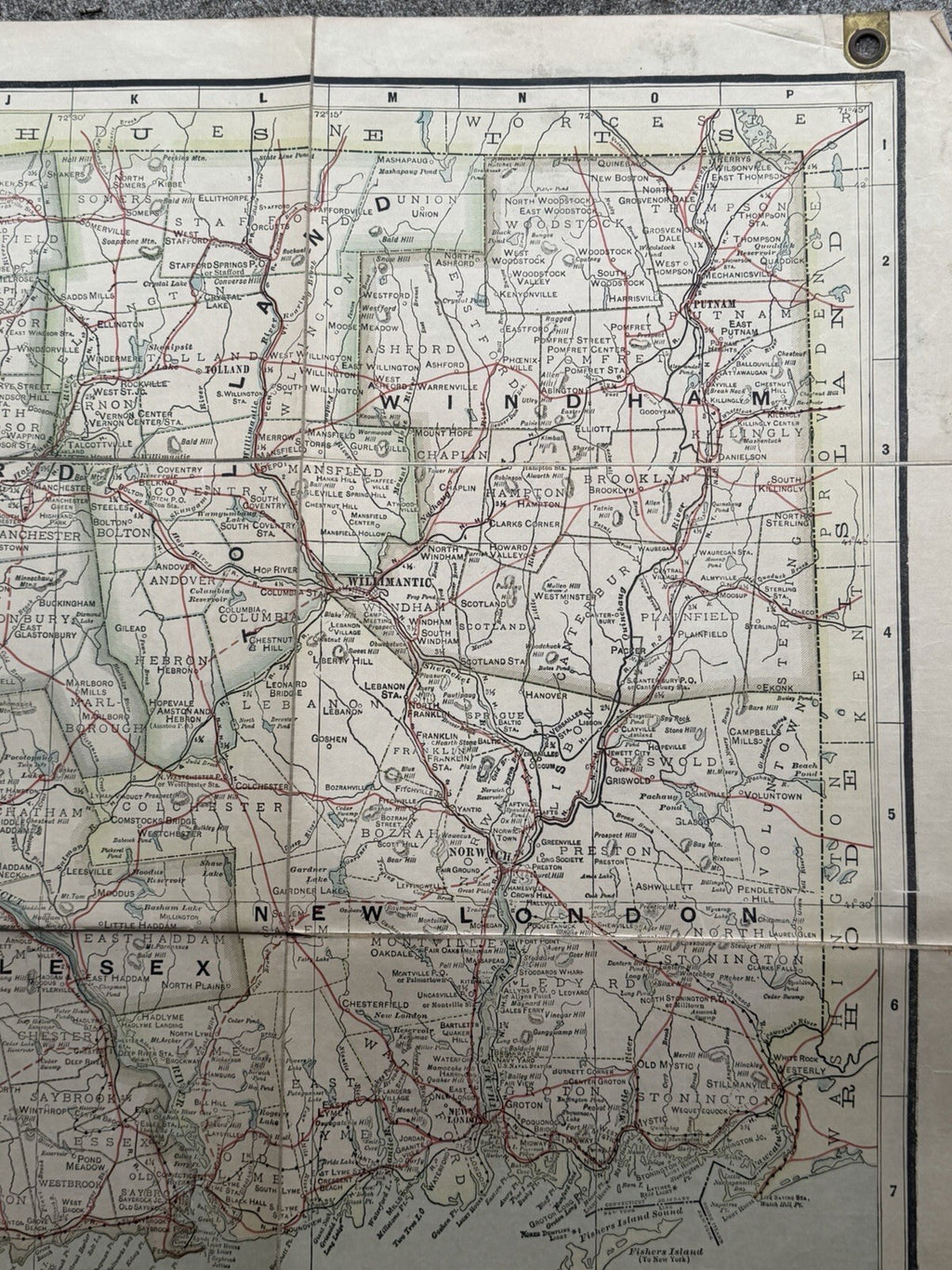 Antique 1910s National Map Co. Connecticut Large Wall Map - A.J. Nystrom & Co.