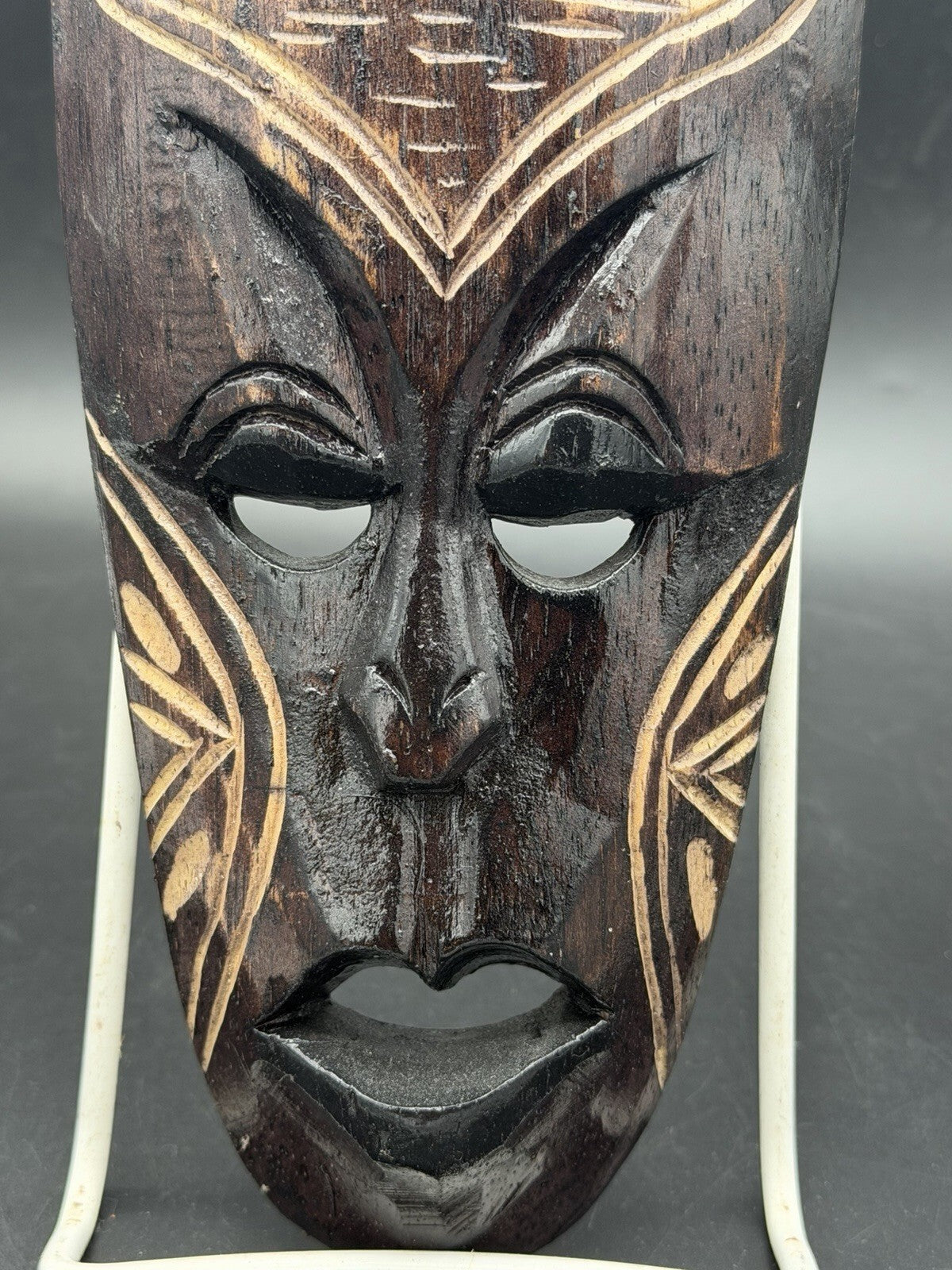 Hand Carved Wooden Tiki Wall Mask Palm Tree Island Tropical Beach Decor 10 Inch