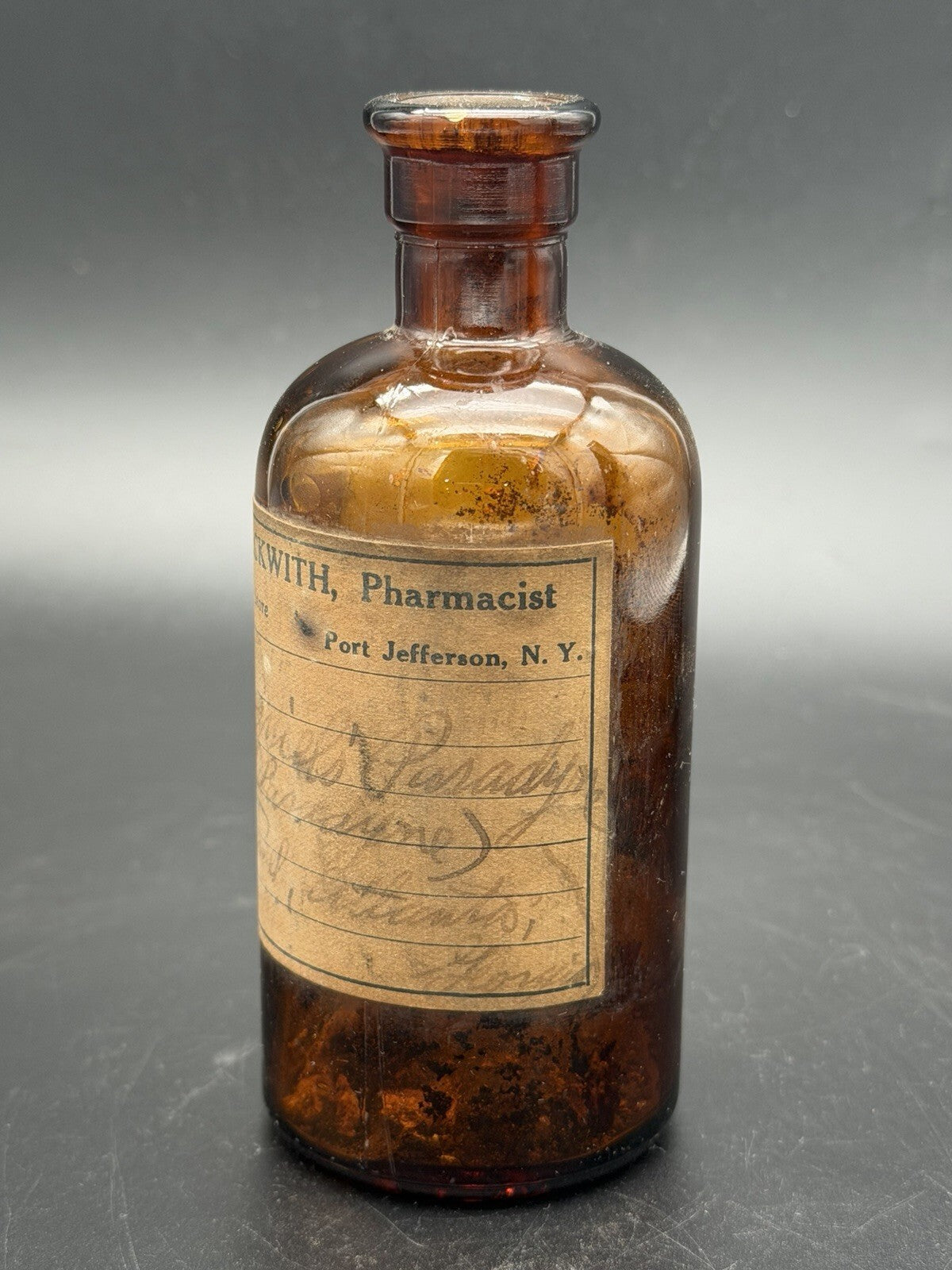 Antique J.W. Beckwith Rexall Store Port Jefferson NY Amber Quack Medicine Bottle
