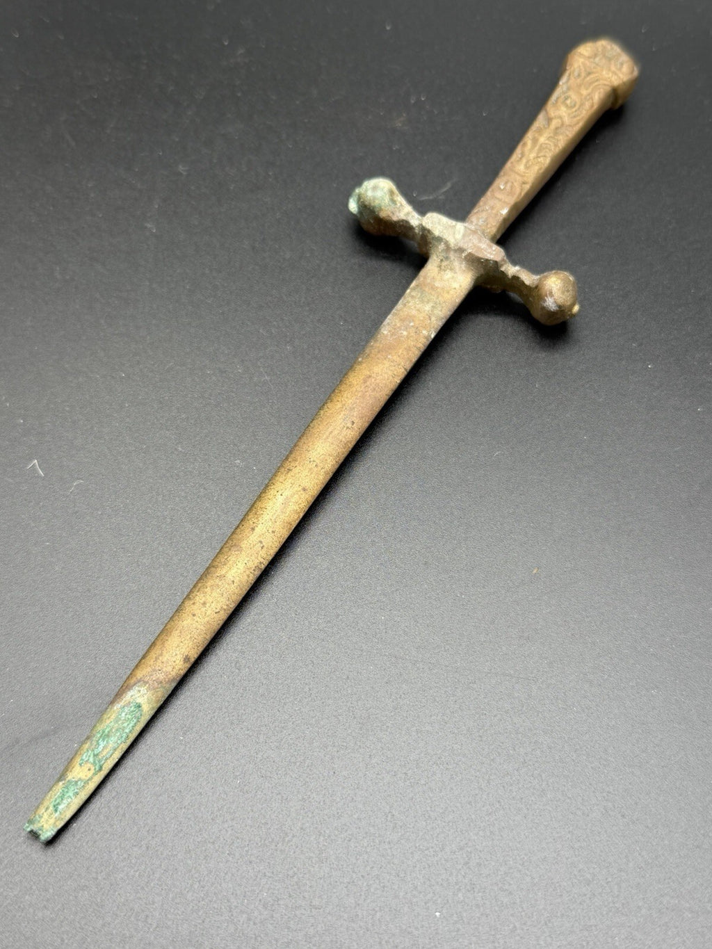 Vintage Brass Miniature Sword Letter Opener Ornate Hilt Pharmacy Find NY
