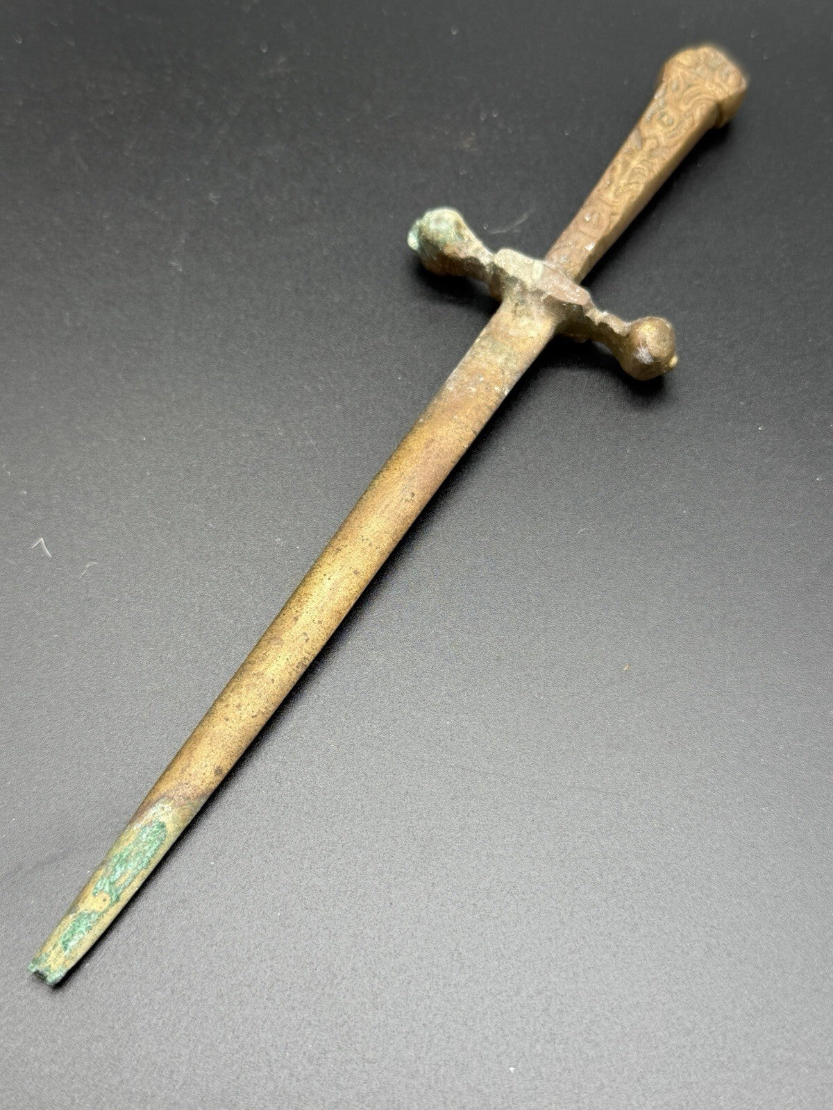 Vintage Brass Miniature Sword Letter Opener Ornate Hilt Pharmacy Find NY