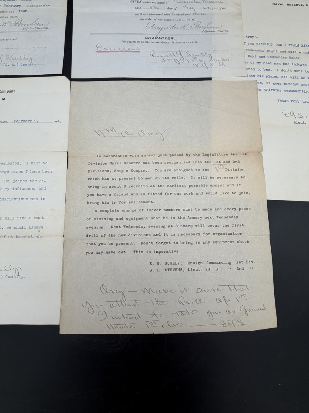 1903-1904 Maine National Guard Naval Reserve Discharge & Letters William H. Arey