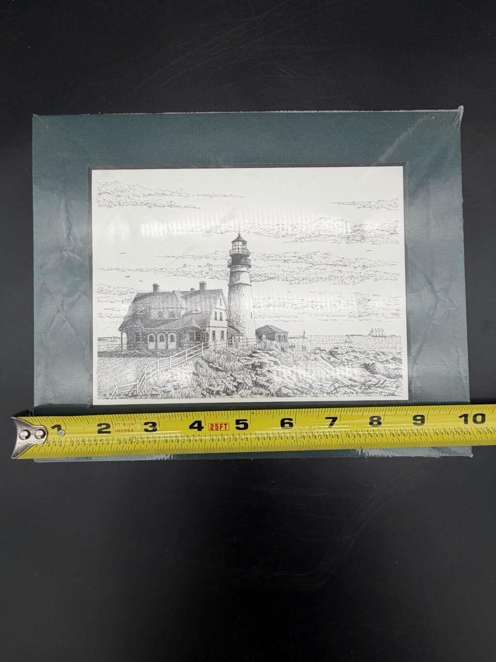 Portland Head Light Maine Pen & Ink Art Print Kurt W Kellar Matted