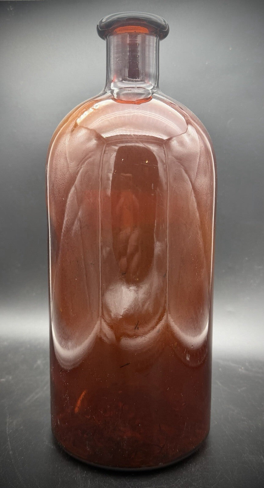 Antique Amber Glass Apothecary Bottle Commercial Alcohol 94% Label 1908 11.5