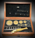 Antique Brass Apothecary Scale Weight Set Partial Wooden Box Assay Parts