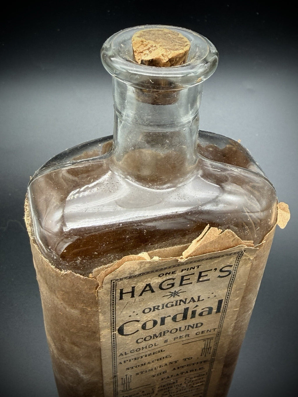 Antique Hagee's Original Cordial Medicine Bottle Paper Wrapper Katharmon Co.