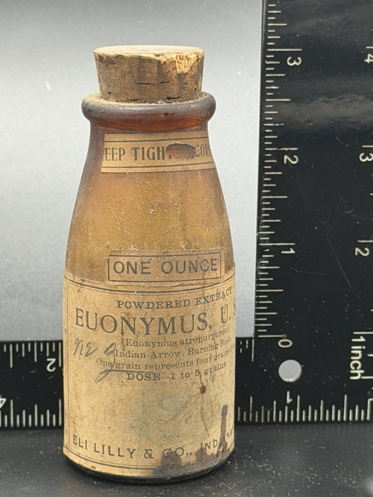 Antique Eli Lilly & Co. Amber Glass Pharmacy Bottle – Euonymus U.S.P. & Label