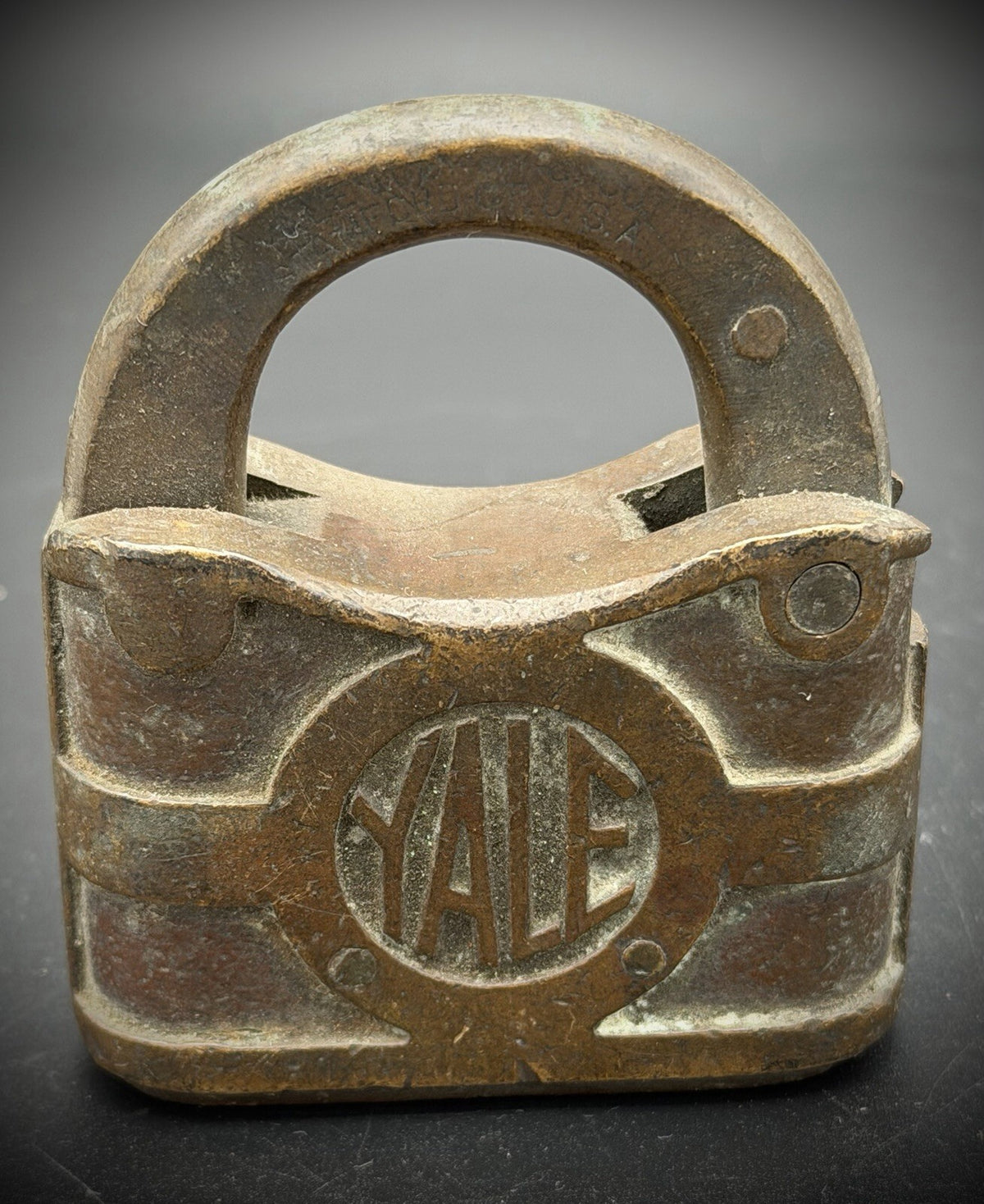 Antique Yale Brass Padlock Patent 1876-1878 Heavy Cast Lock Collectible Rare