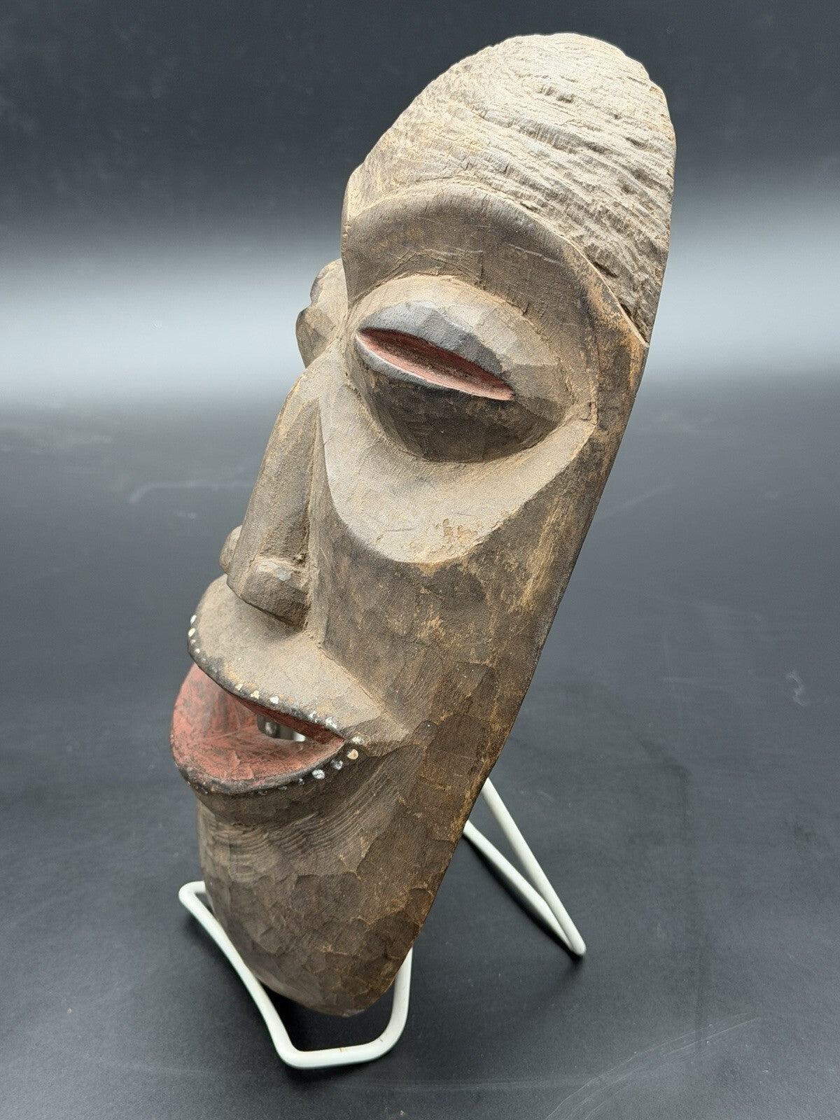 Vintage Hand-Carved Wooden Wall Mask Primitive Style Tribal Tiki Decor 11 Inch