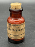 Antique Merck & Co. Fluorescein 1/8 Oz Amber Glass Apothecary Bottle w/ Cork