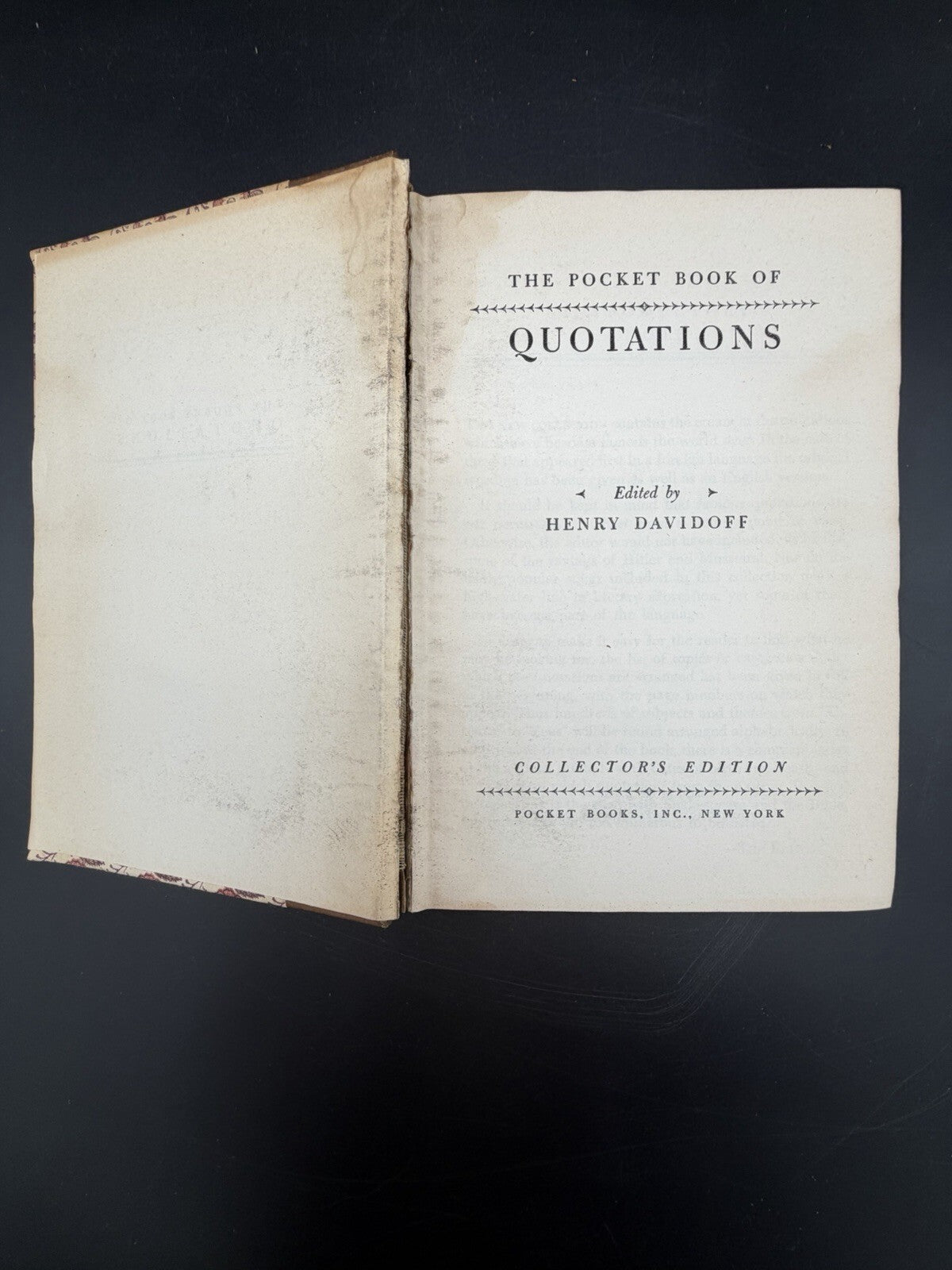 Vintage 1942 The Pocket Book Of Quotations Collector's Edition Henry Davidoff