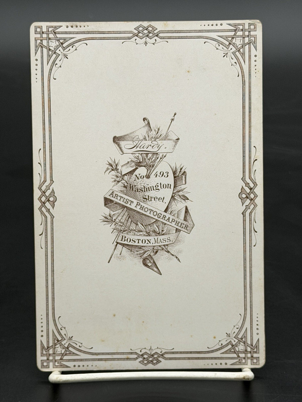 Antique Victorian Cabinet Card Photo Portrait – Hardy, 493 Washington St. Boston