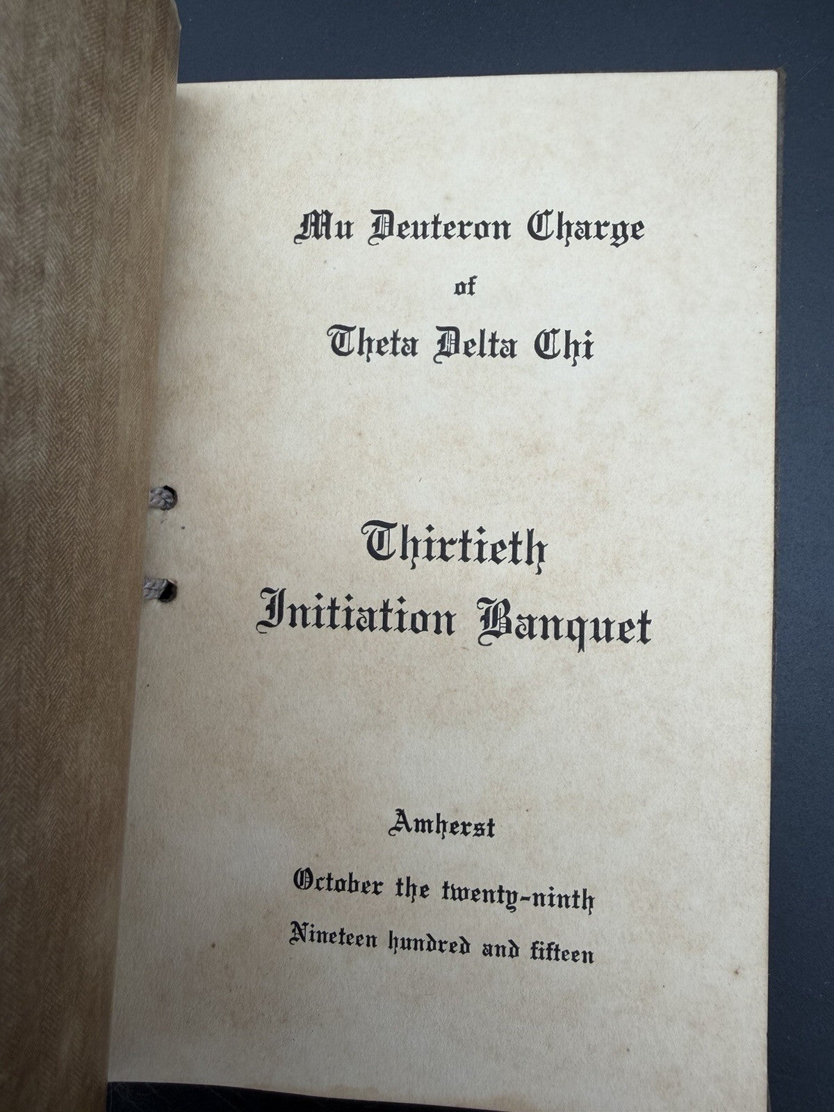 Theta Delta Chi Banquet Programs 1909 1910 Amherst INITIATION & NYC REUNION