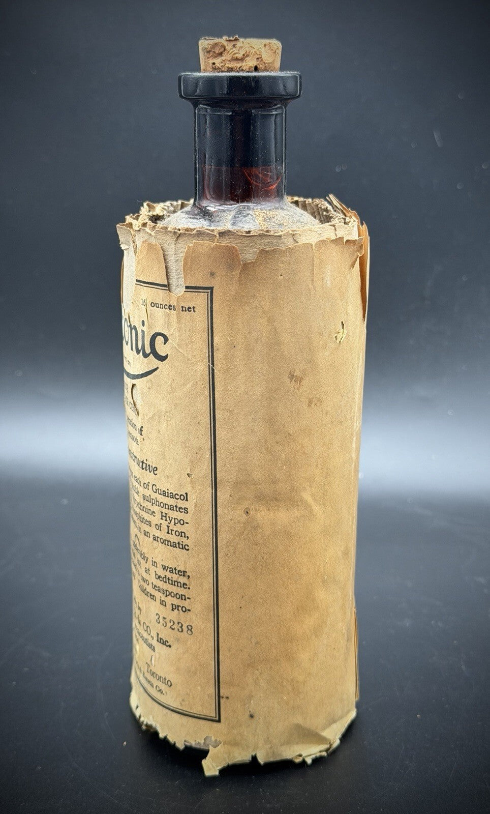Antique Guiatonic William R Warner Co Medicine Bottle w Original Label