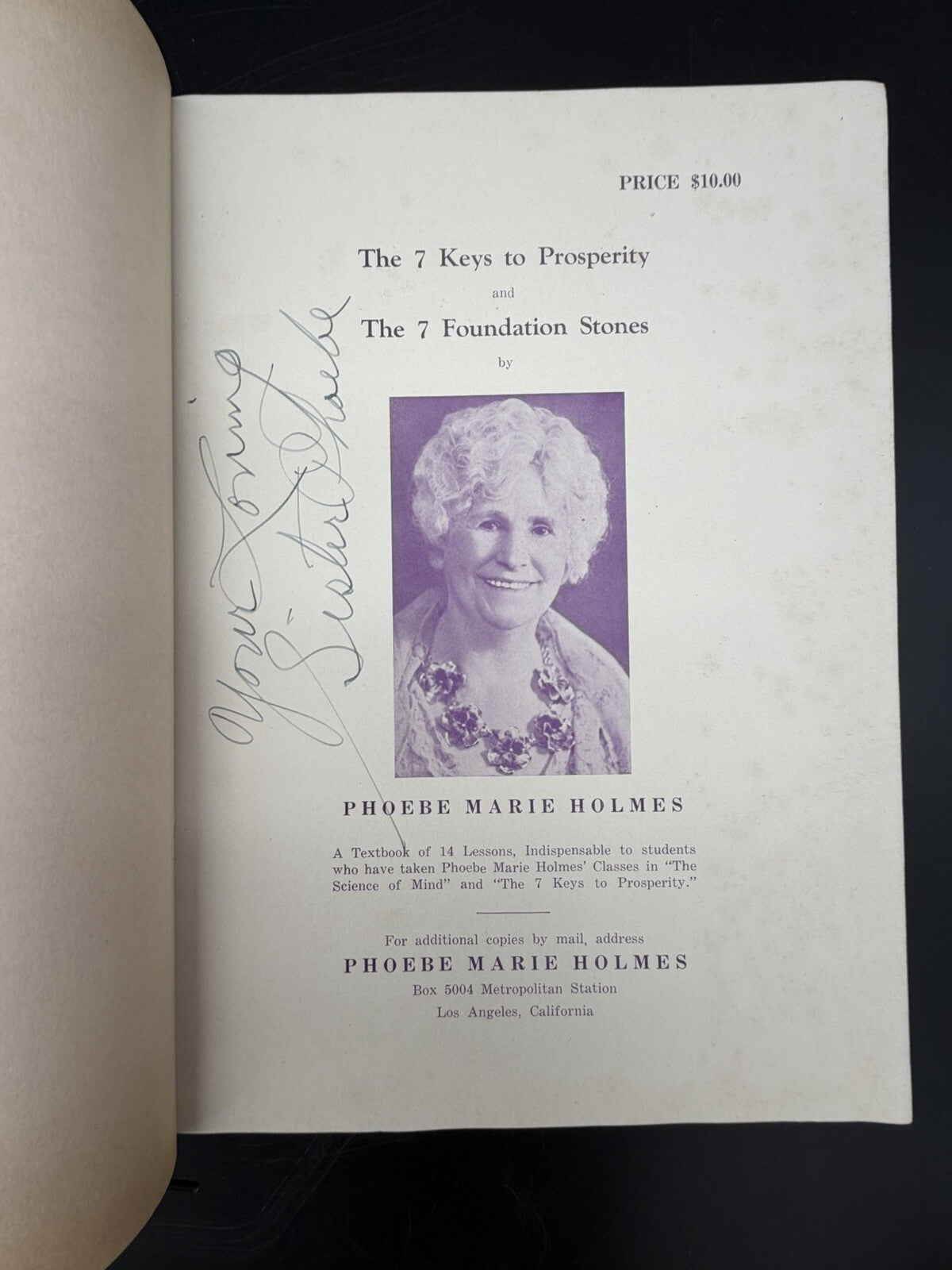 Signed 1941 Phoebe Marie Holmes 7 Keys to Prosperity Metaphysical Book
