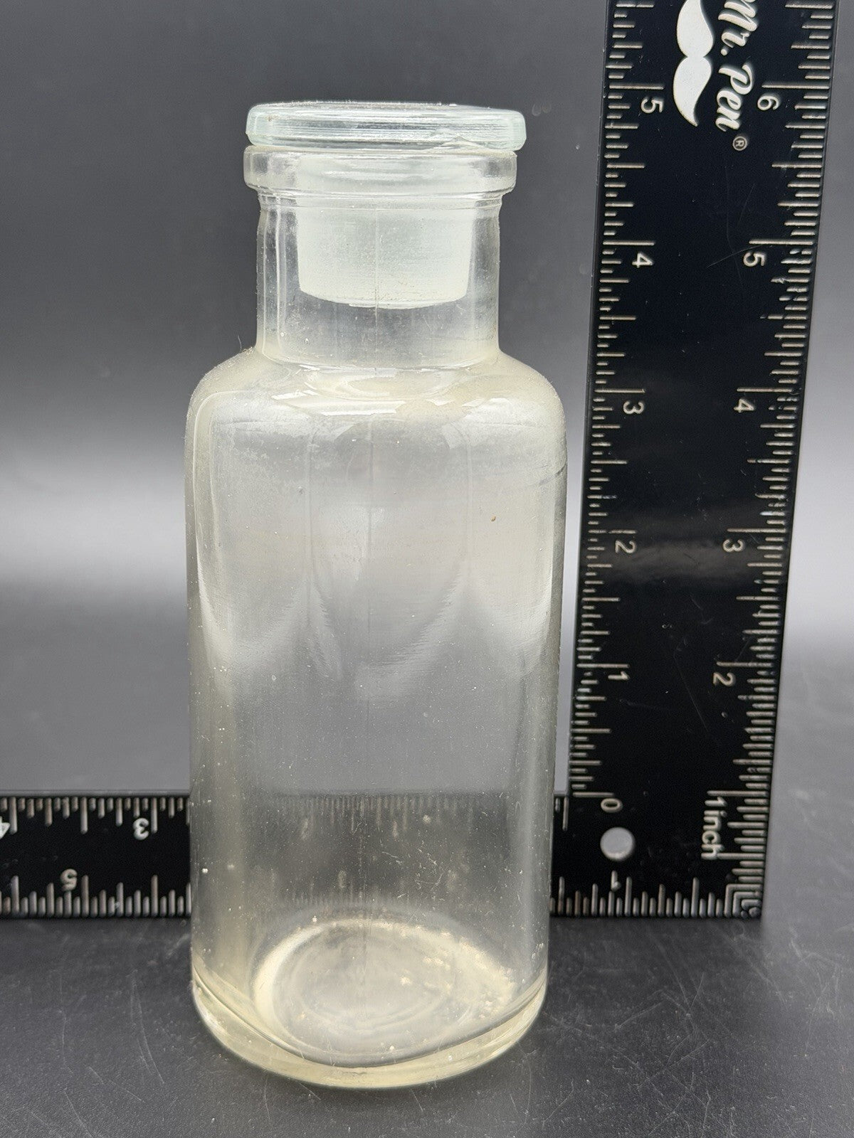 Antique Clear Glass Apothecary Jar Ground Stopper Pharmacy Bottle 504 Vintage