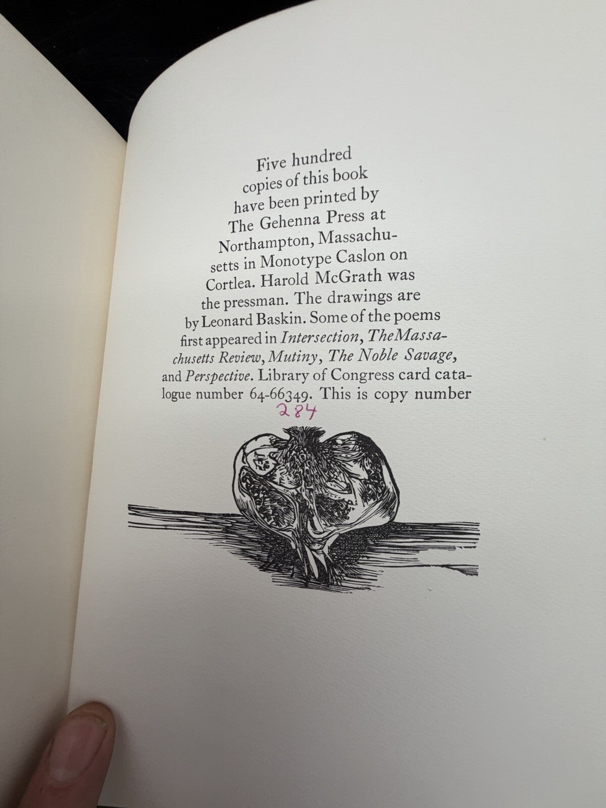 Vintage Book, Between Wars & Other Poems Anne Halley 1965 Gehenna Press Ltd Ed #284 Baskin