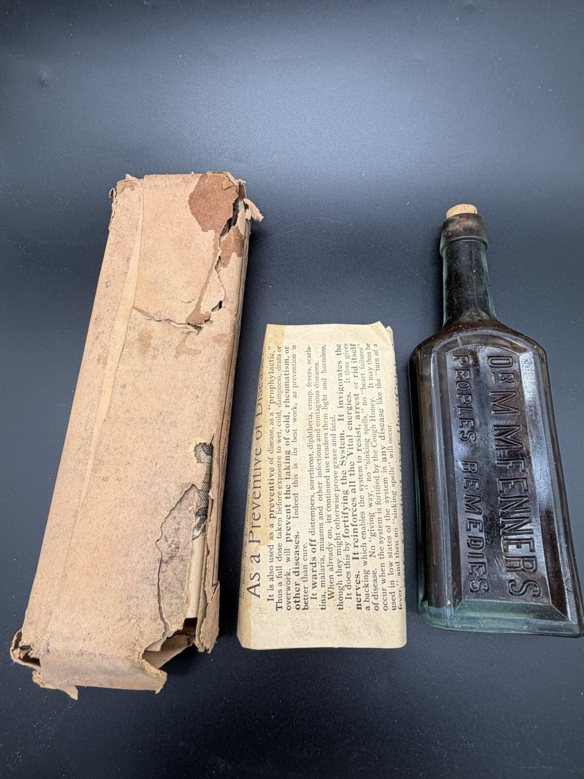 ⁠Antique Dr. Fenner's Dyspepsia Cure Bottle Unused Box Paperwork Quack Medicine