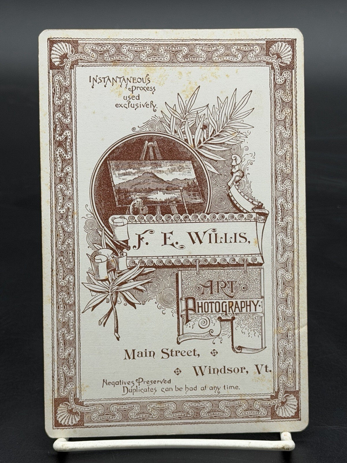 Antique Victorian Cabinet Card Portrait - F.E. Willis, Windsor, Vermont