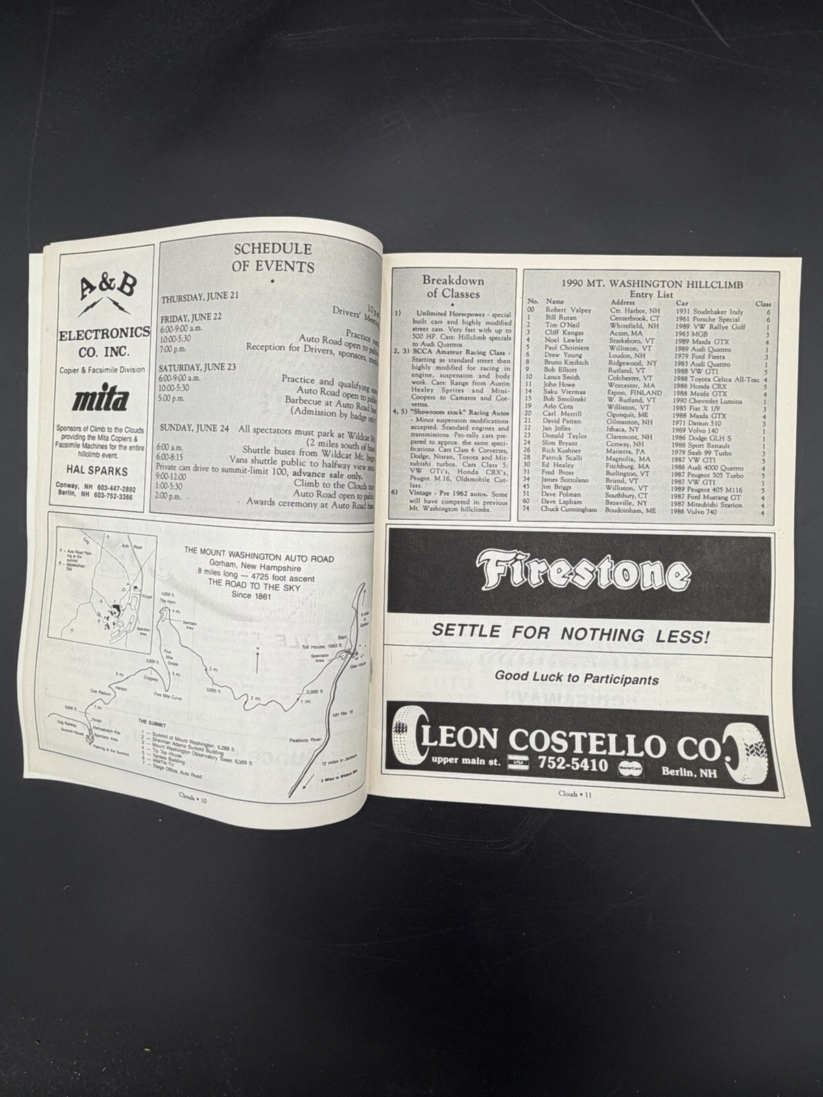 Vintage 1990 Mt. Washington Auto Road Hill Climb Official Program - Climb to the Clouds