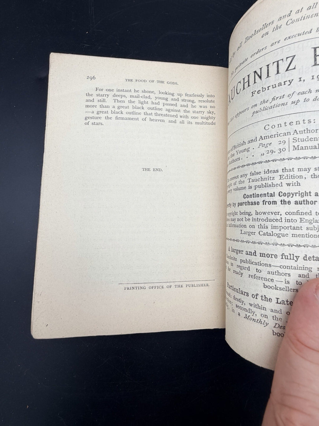1904 The Food of the Gods H G Wells Tauchnitz Edition Vol 3774 Vintage Softcover