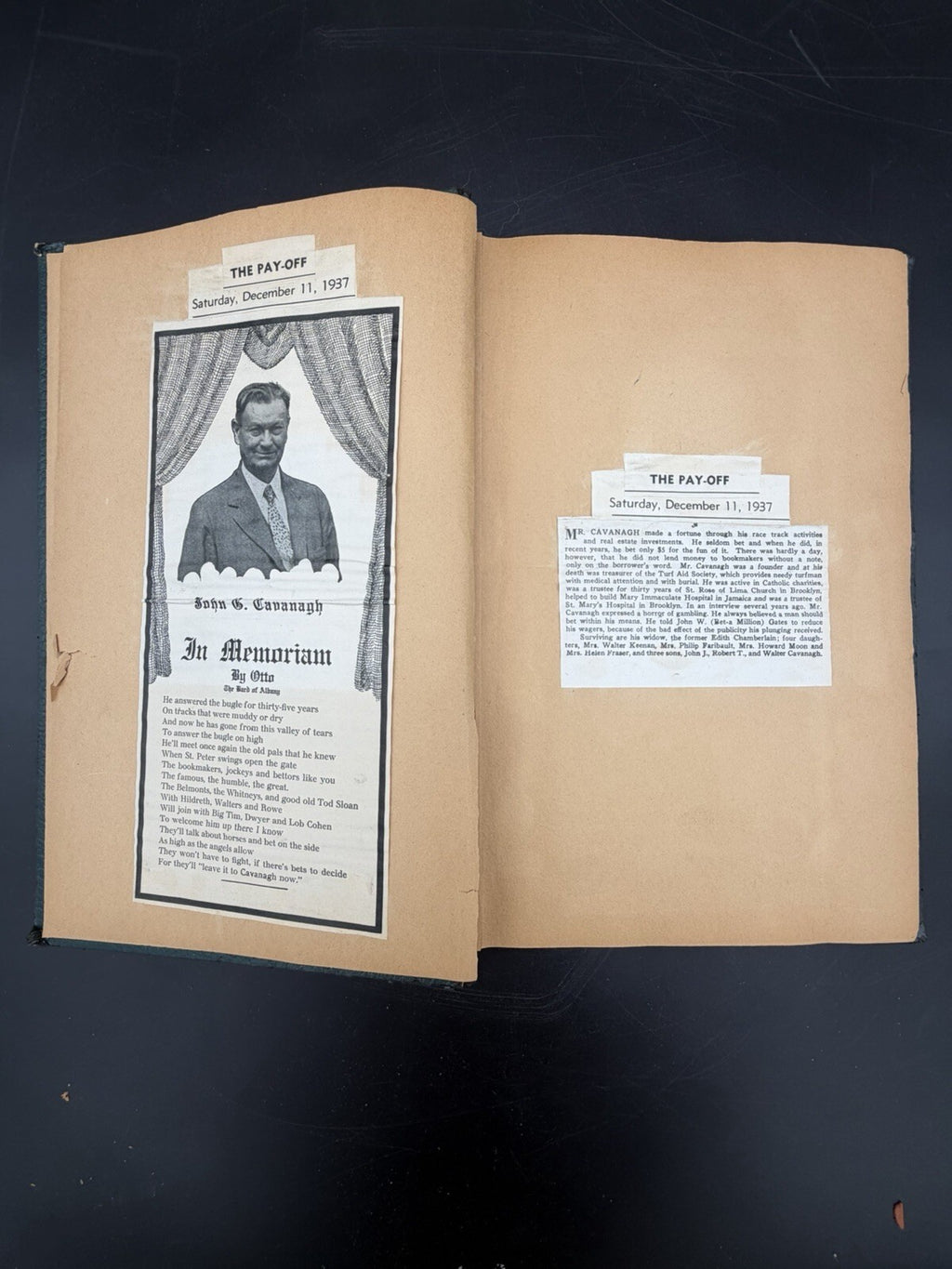 Vintage 1930s Horse Racing & Betting Scrapbook - John G Cavanagh NY Race Tracks