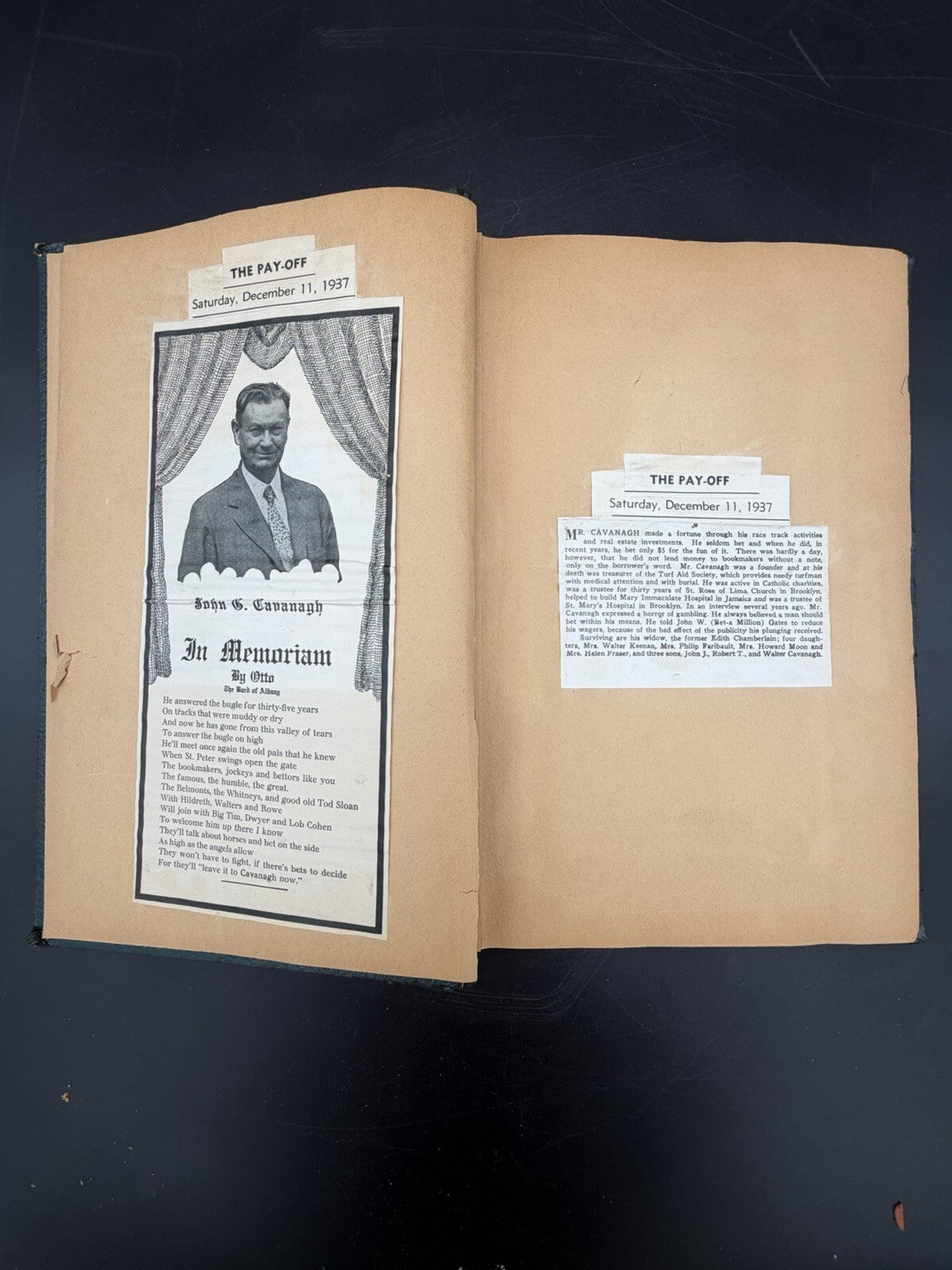 Vintage 1930s Horse Racing & Betting Scrapbook - John G Cavanagh NY Race Tracks