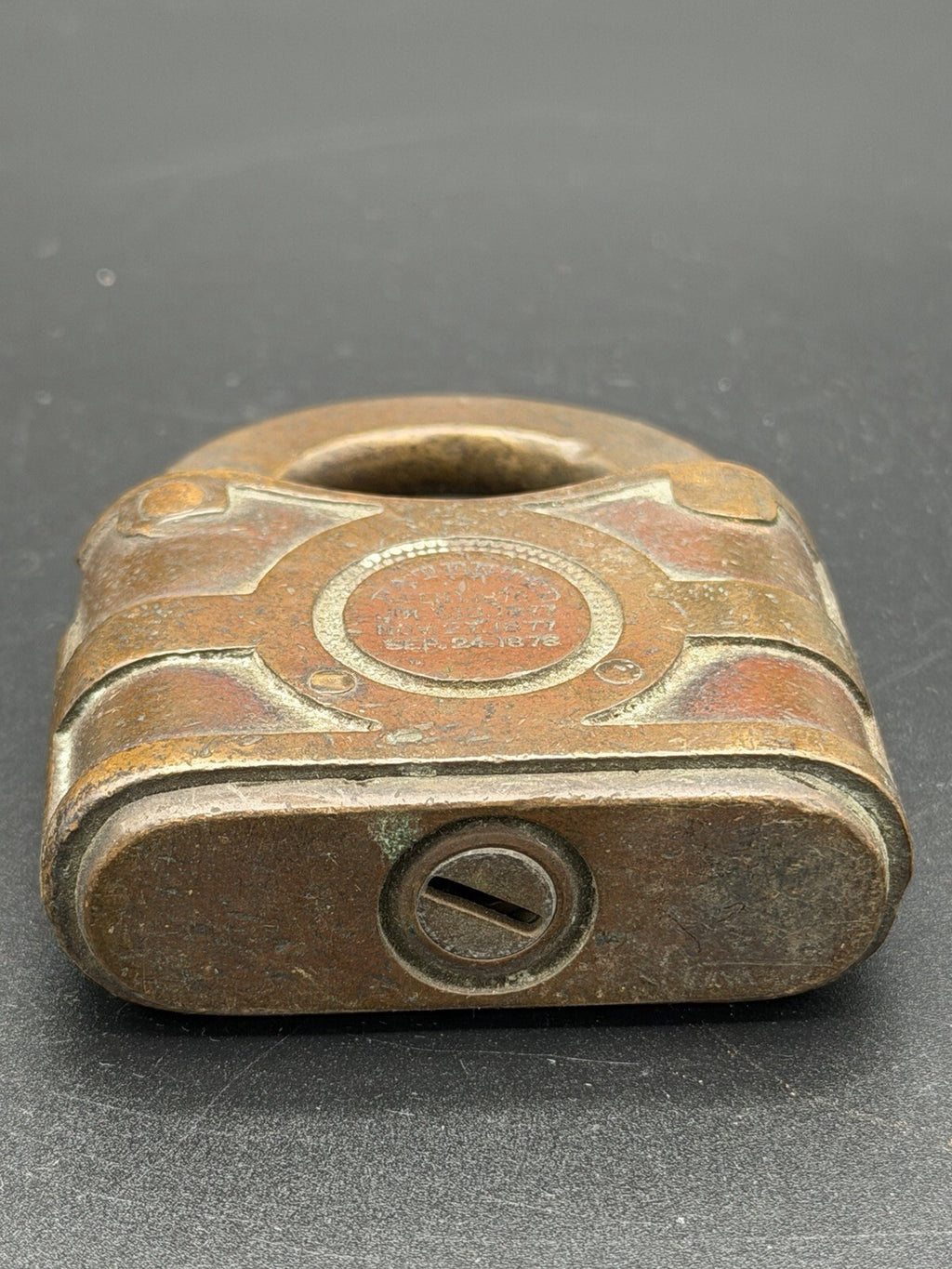 Antique Yale Brass Padlock Patent 1876-1878 Heavy Cast Lock Collectible Rare