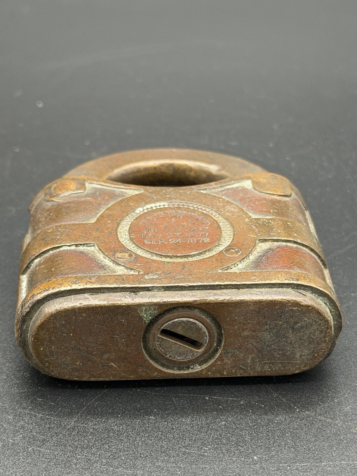 Antique Yale Brass Padlock Patent 1876-1878 Heavy Cast Lock Collectible Rare