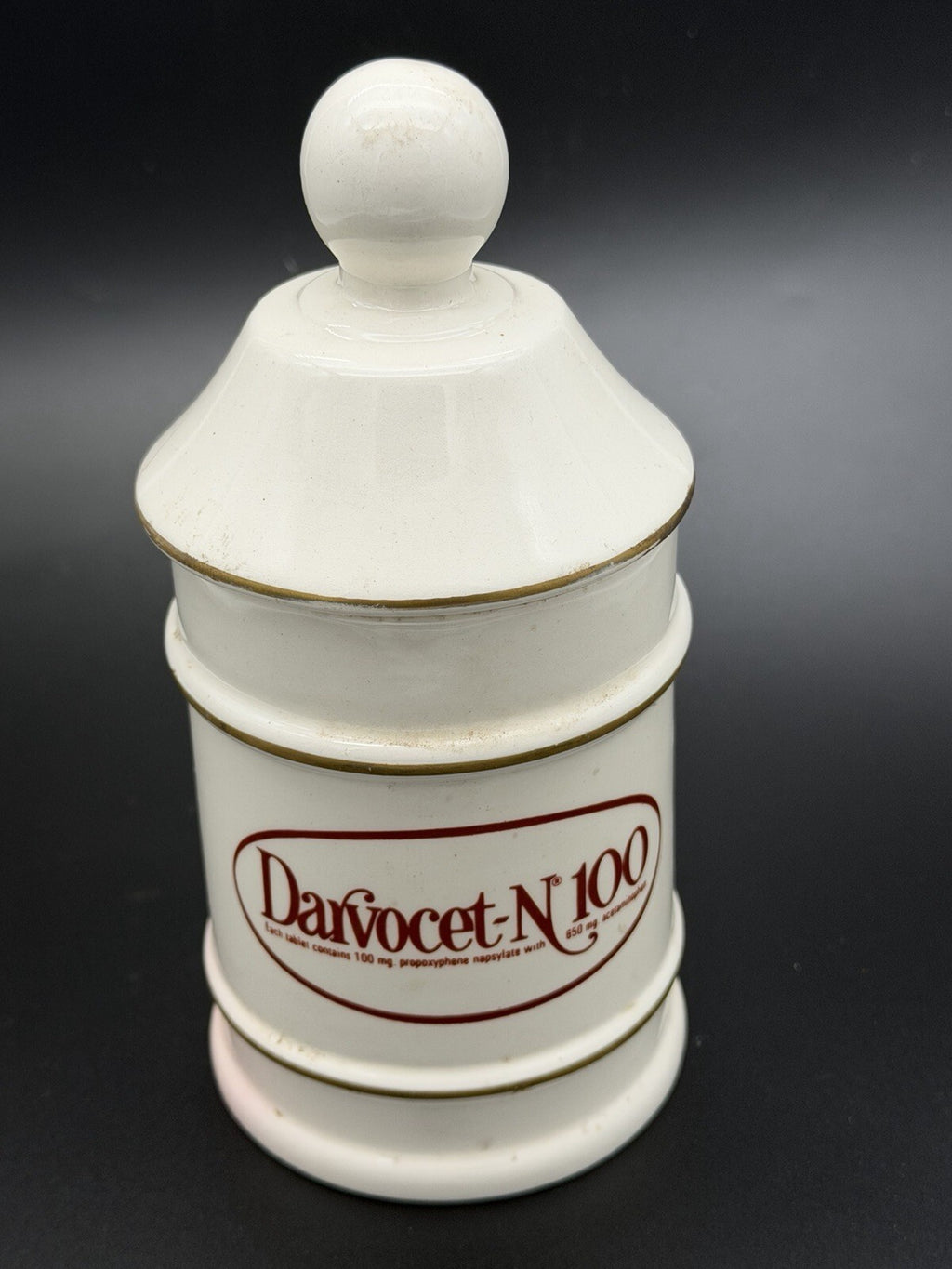 Vintage Lofisa Ceramic Apothecary Jar Darvocet Compound 65 Pharmacy Display