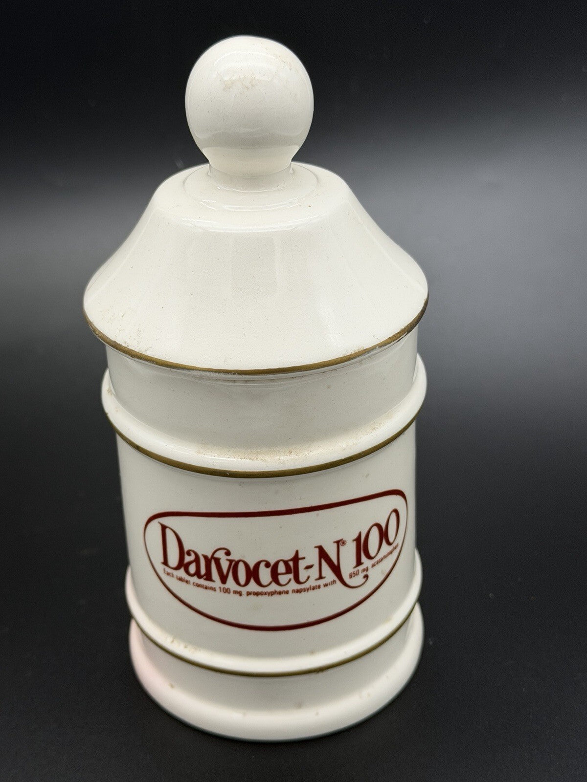Vintage Lofisa Ceramic Apothecary Jar Darvocet Compound 65 Pharmacy Display