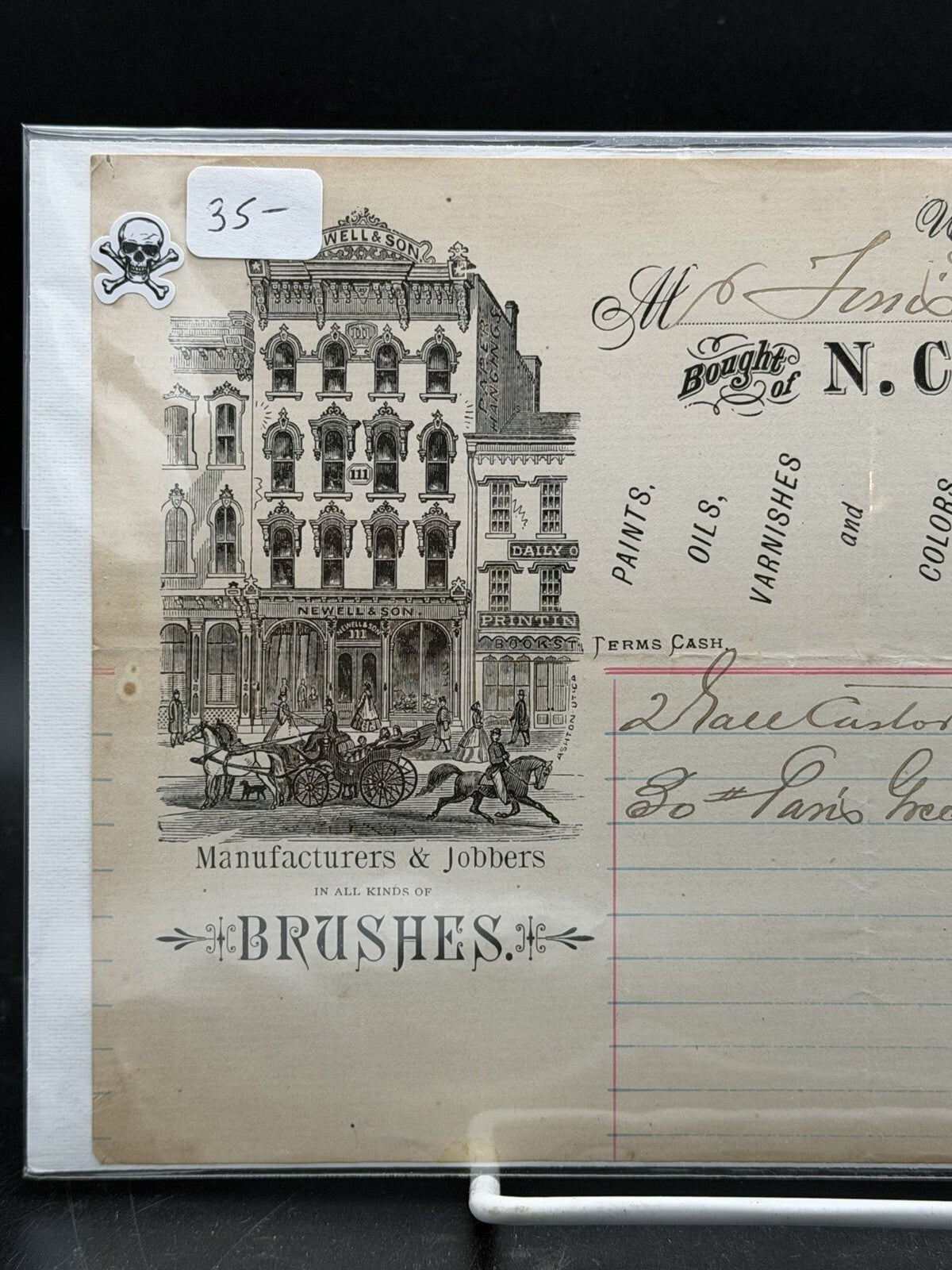 1879 N.C. Newell and Son Invoice – Utica NY Paint Glass Storefront Art Ephemera