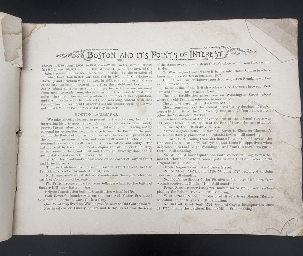Antique Victorian Era Boston History Book Points of Interest Photo Album c1880