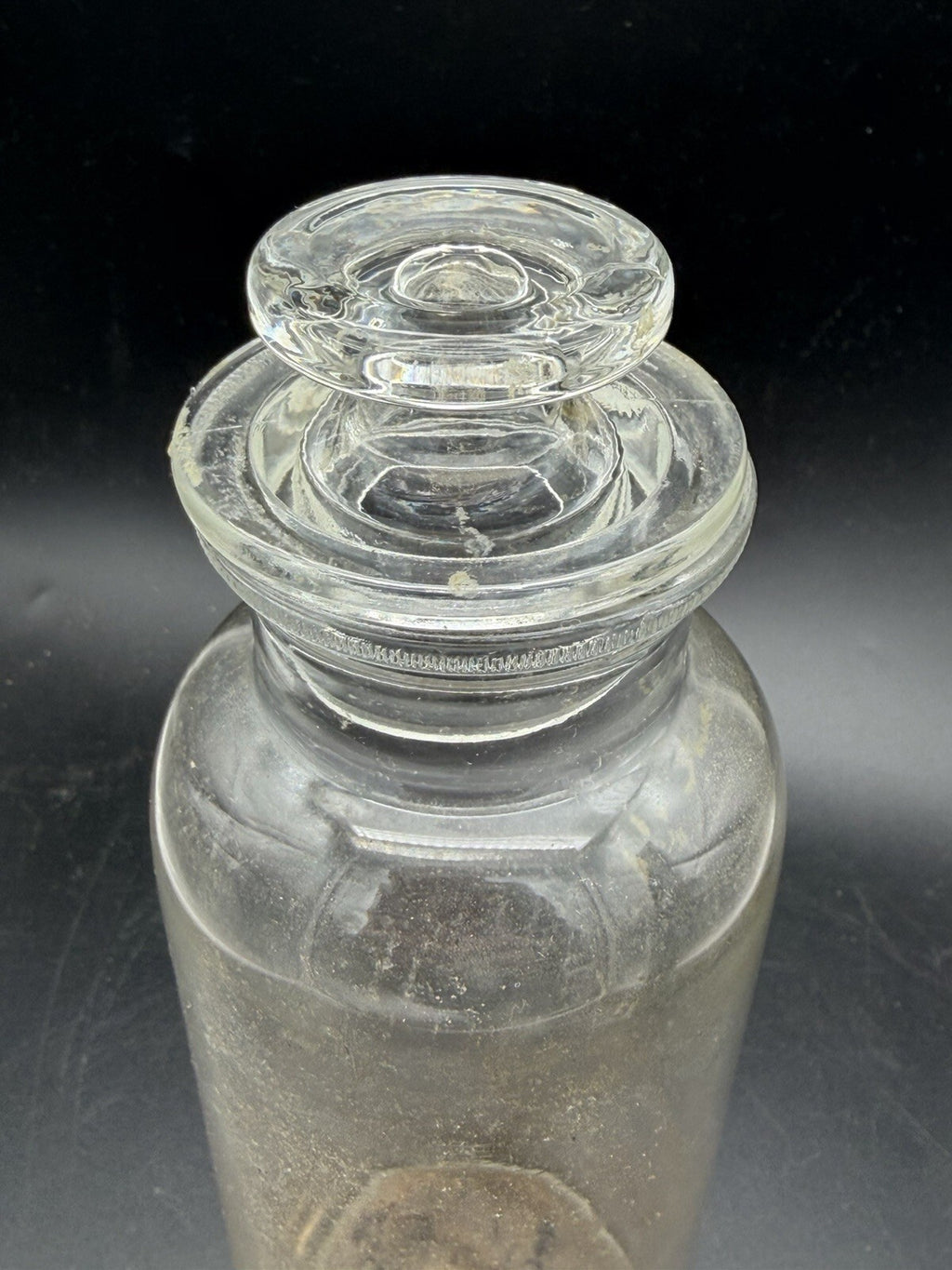 Vintage Glass Apothecary Bottle With Original Ground Glass Stopper