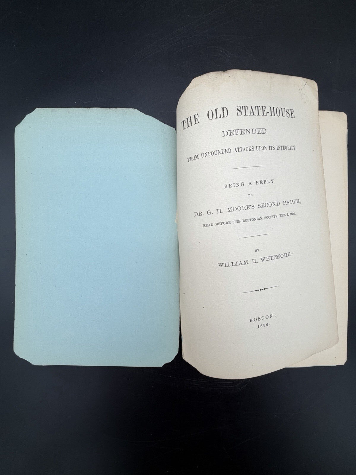 1886 The Old State-House Defended William H Whitmore Boston Pamphlet