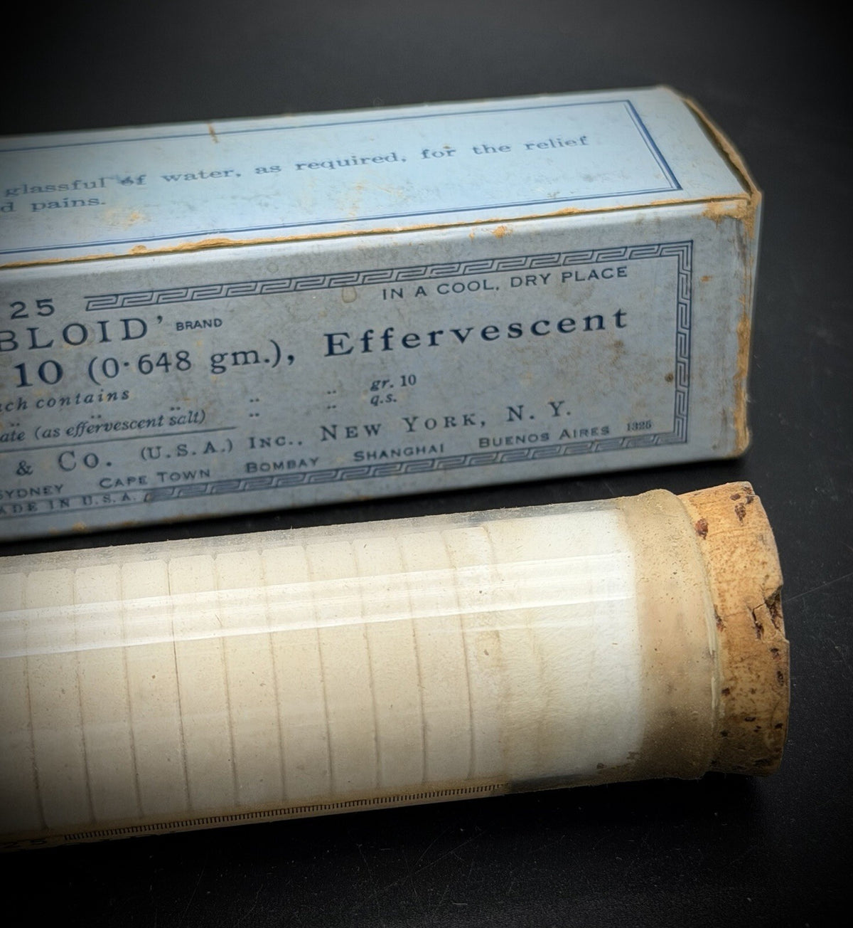 Burroughs Wellcome Co Sodium Salicylate Effervescent Tablets Antique Box Tube