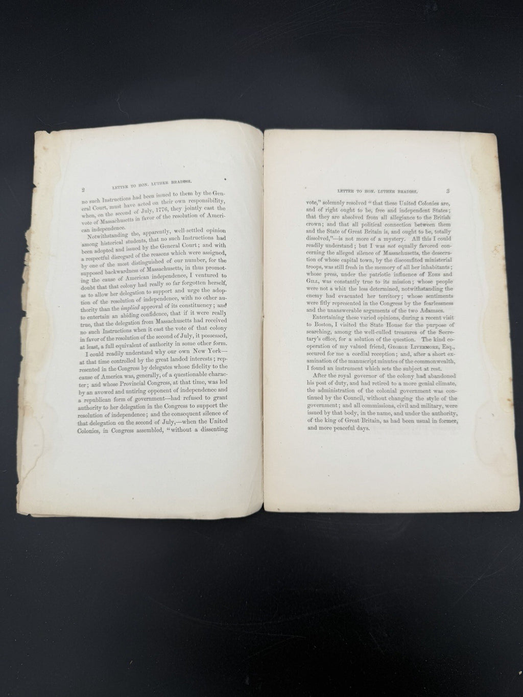 1862 Henry B. Dawson Pamphlet: MA Declaration of Independence 1776