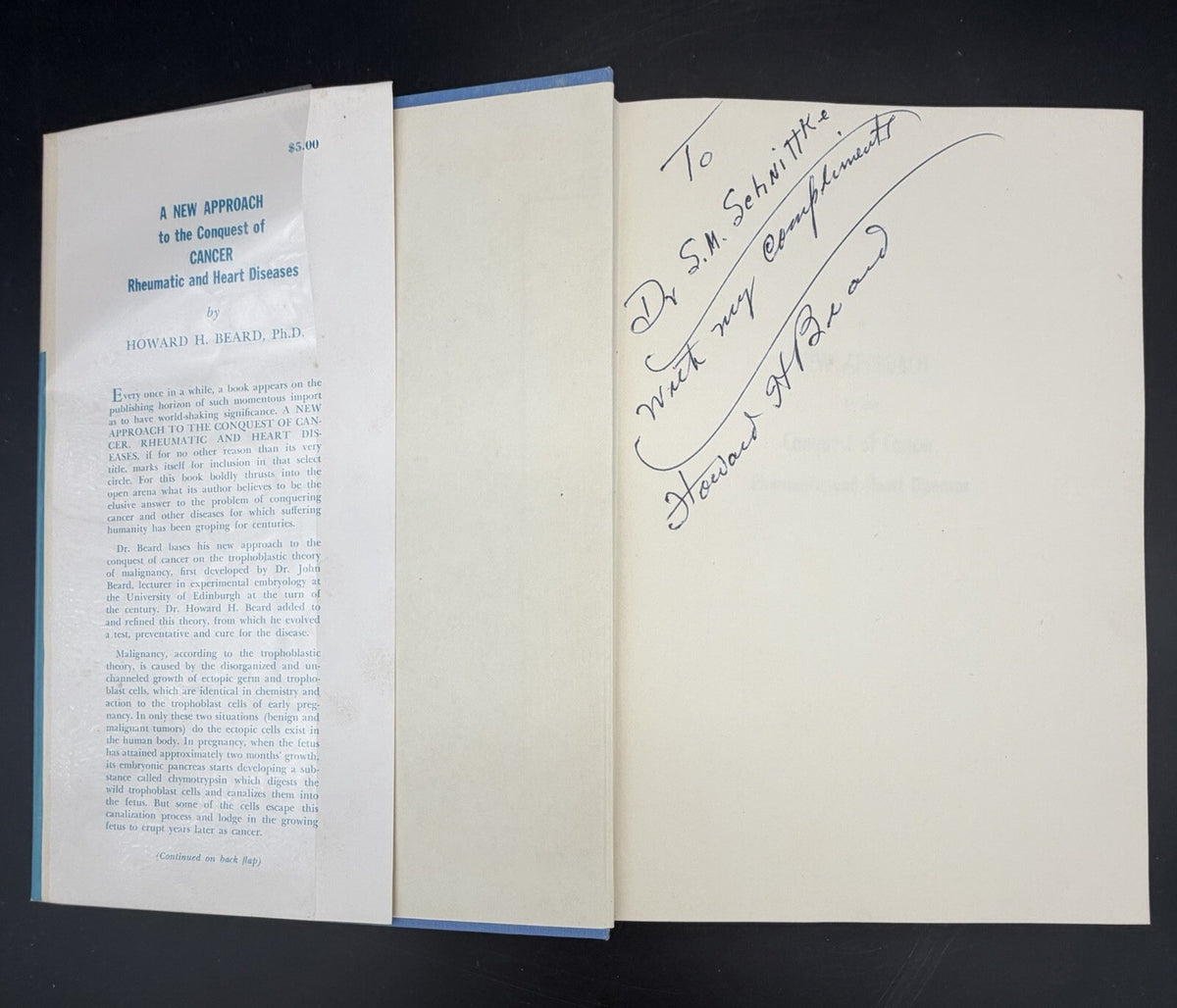 1958 A New Approach to the Conquest of Cancer Howard H. Beard Signed 1st Edition