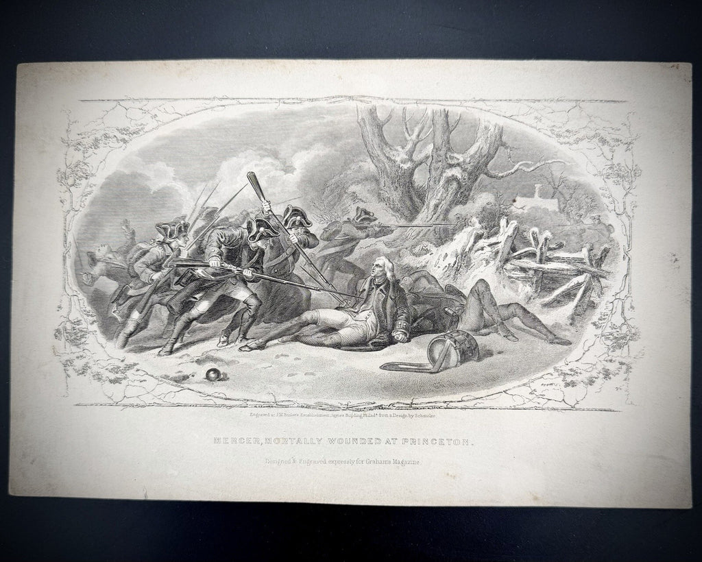 Antique Mercer Mortally Wounded at Princeton Graham's Magazine Print