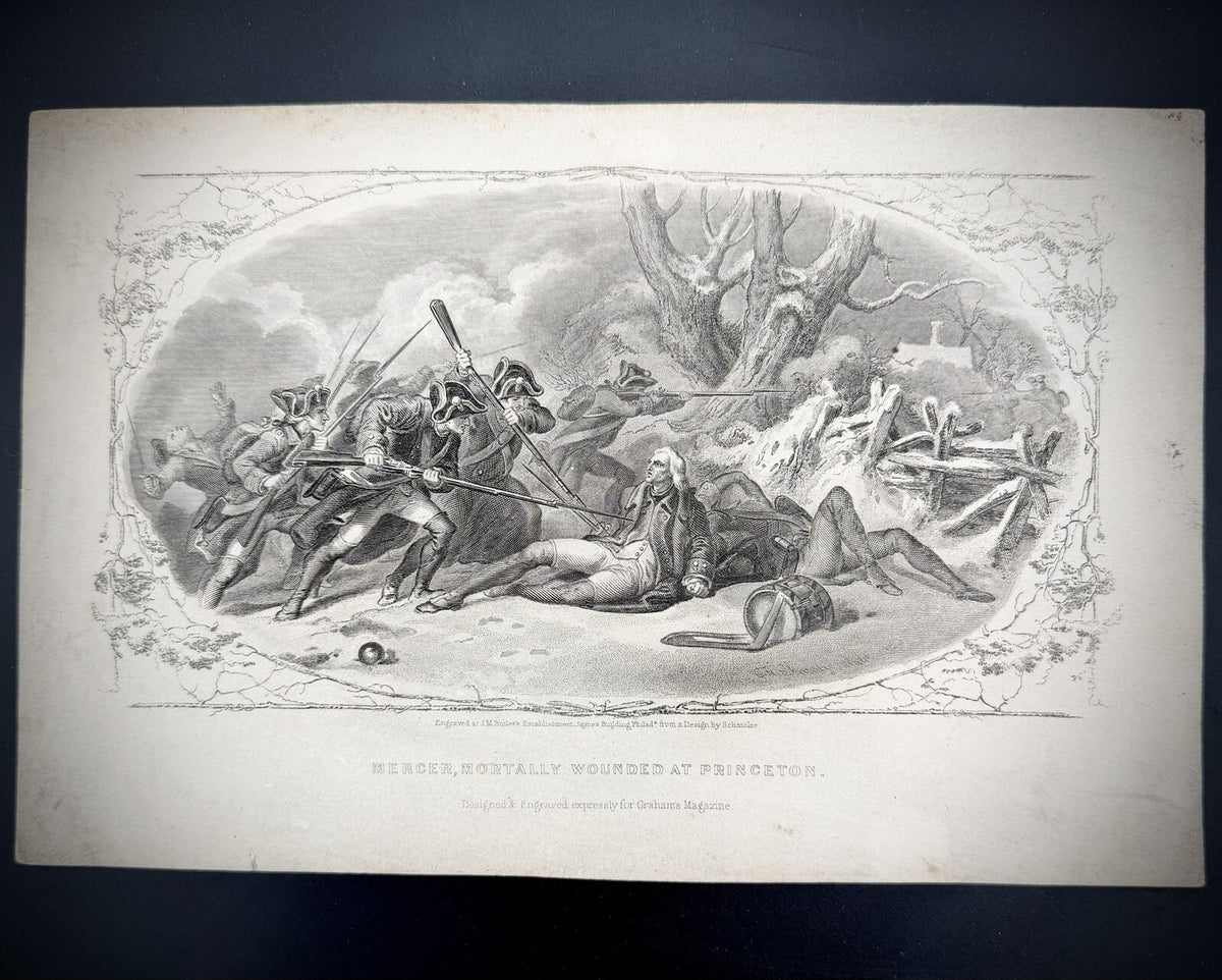 Antique Mercer Mortally Wounded at Princeton Graham's Magazine Print