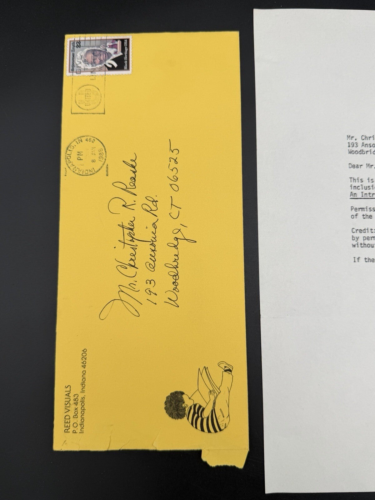 1988 Signed Author Mari Evans Letter "I Am A Black Woman" W/ Original Envelope
