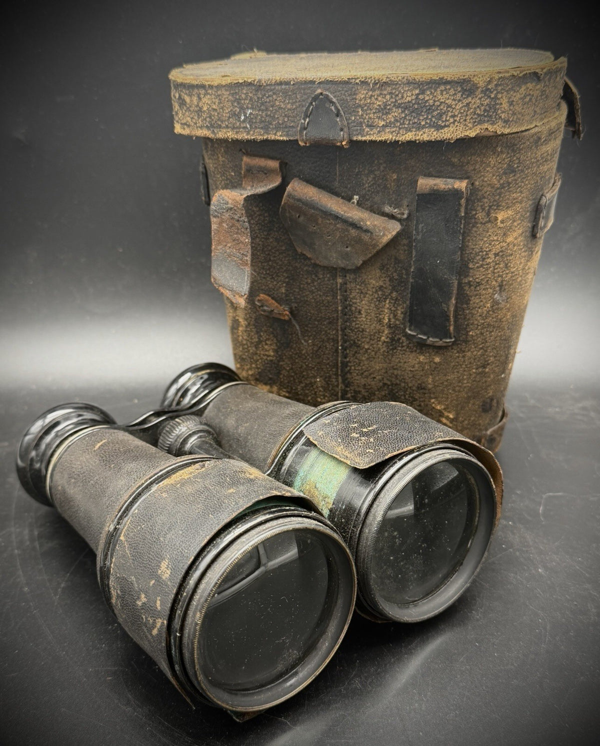 Antique Verdi Paris Brass Field Glasses Binoculars Leather Case Barn Fresh As Is