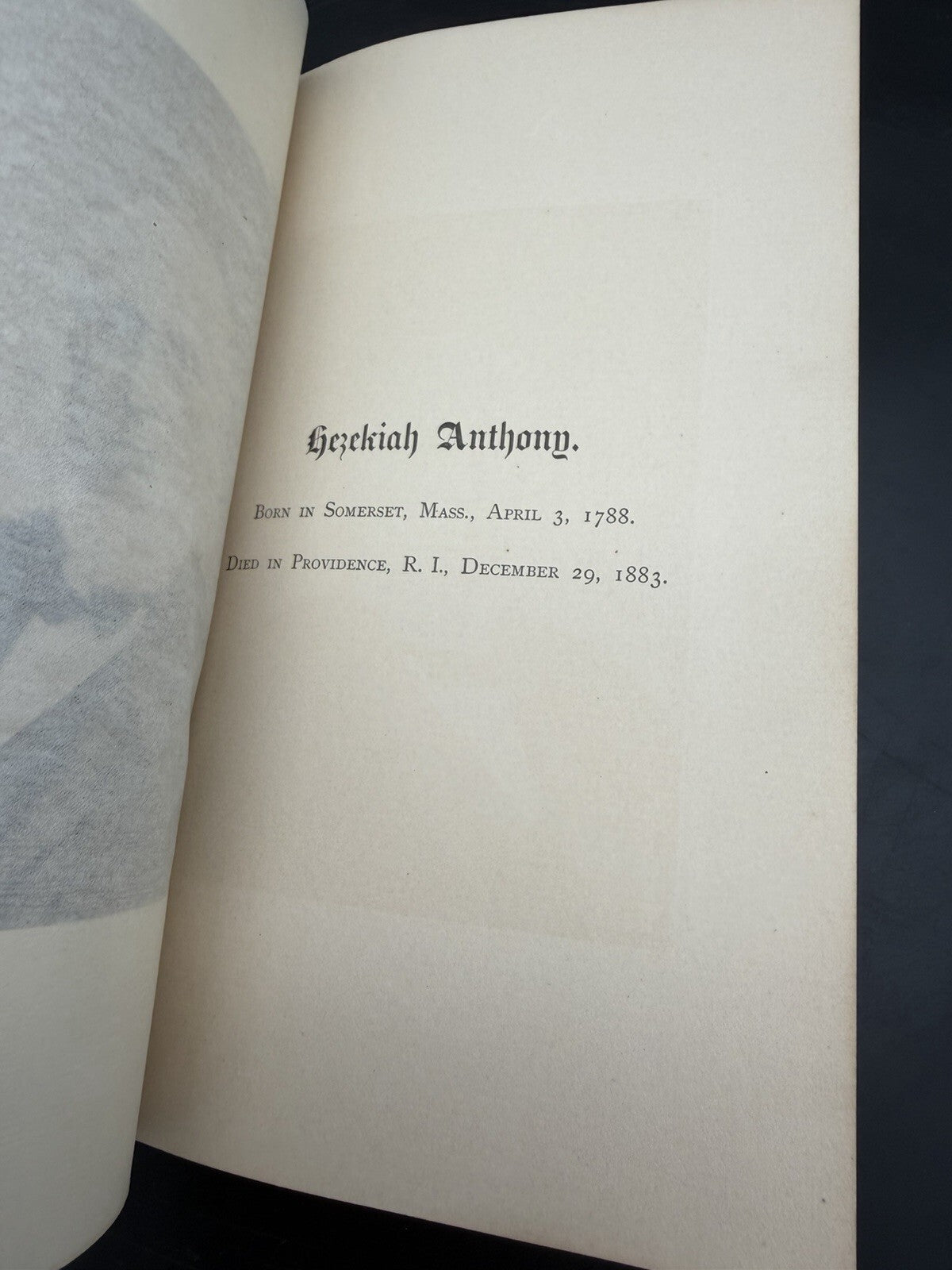 1883 Memorial Hezekiah Anthony Providence RI Photo Portrait Book Pamphlet