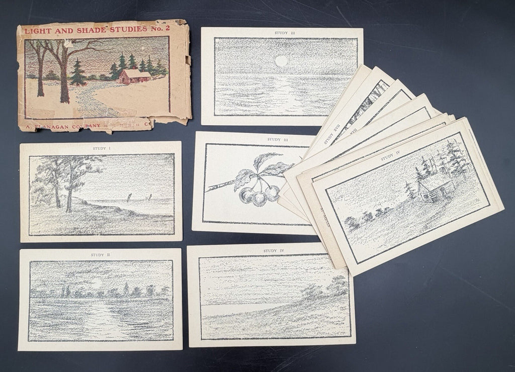 Vintage Light and Shade Studies No 2 Drawing Art Cards A Flanagan Co Chicago