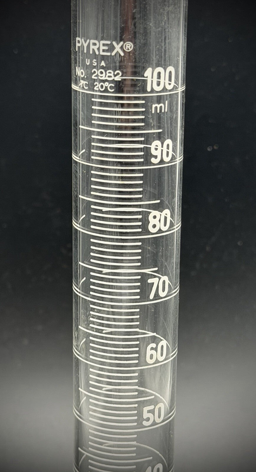 Vintage Pyrex 100ml Graduated Cylinder No. 2982 Glass Stopper Labware USA