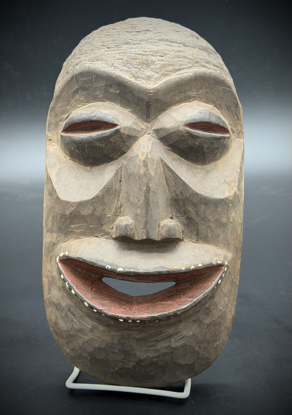 Vintage Hand-Carved Wooden Wall Mask Primitive Style Tribal Tiki Decor 11 Inch