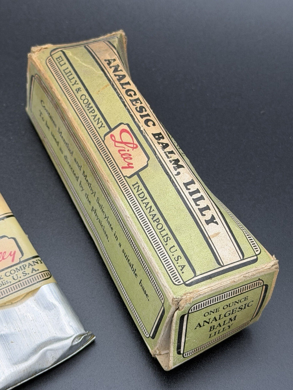 Vintage Eli Lilly Analgesic Balm 1 Oz Ointment Tube with Original Box