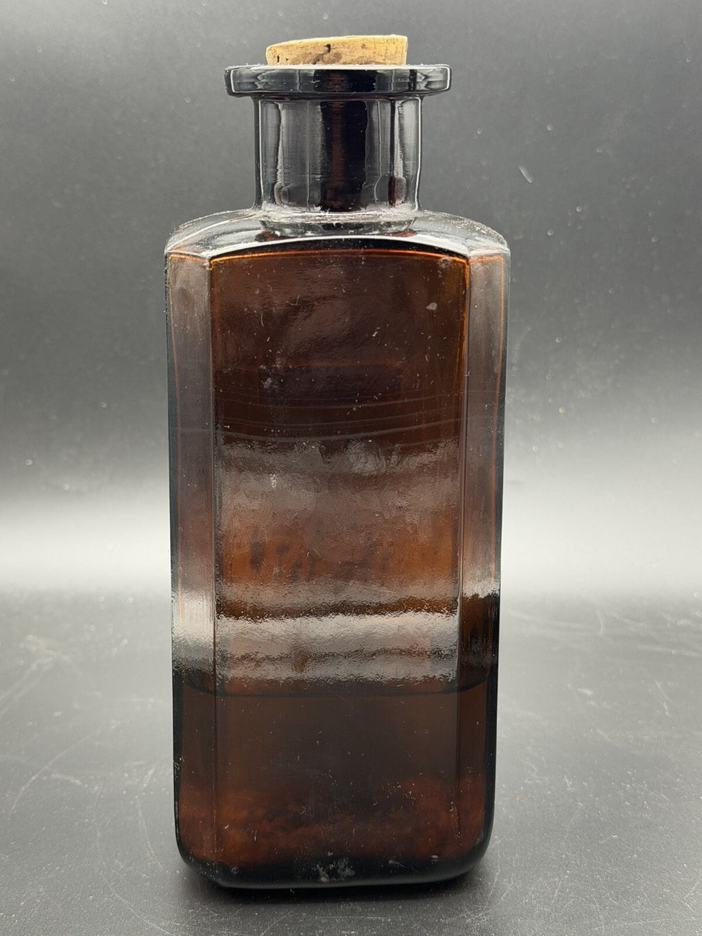 Antique Amber Apothecary Bottle (Aqueous) Thuja Pharmacy Display Jar Cork