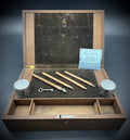 Antique 19th Century Wooden Writing Box T. Walters Chemist Ink Powder & Pen Set