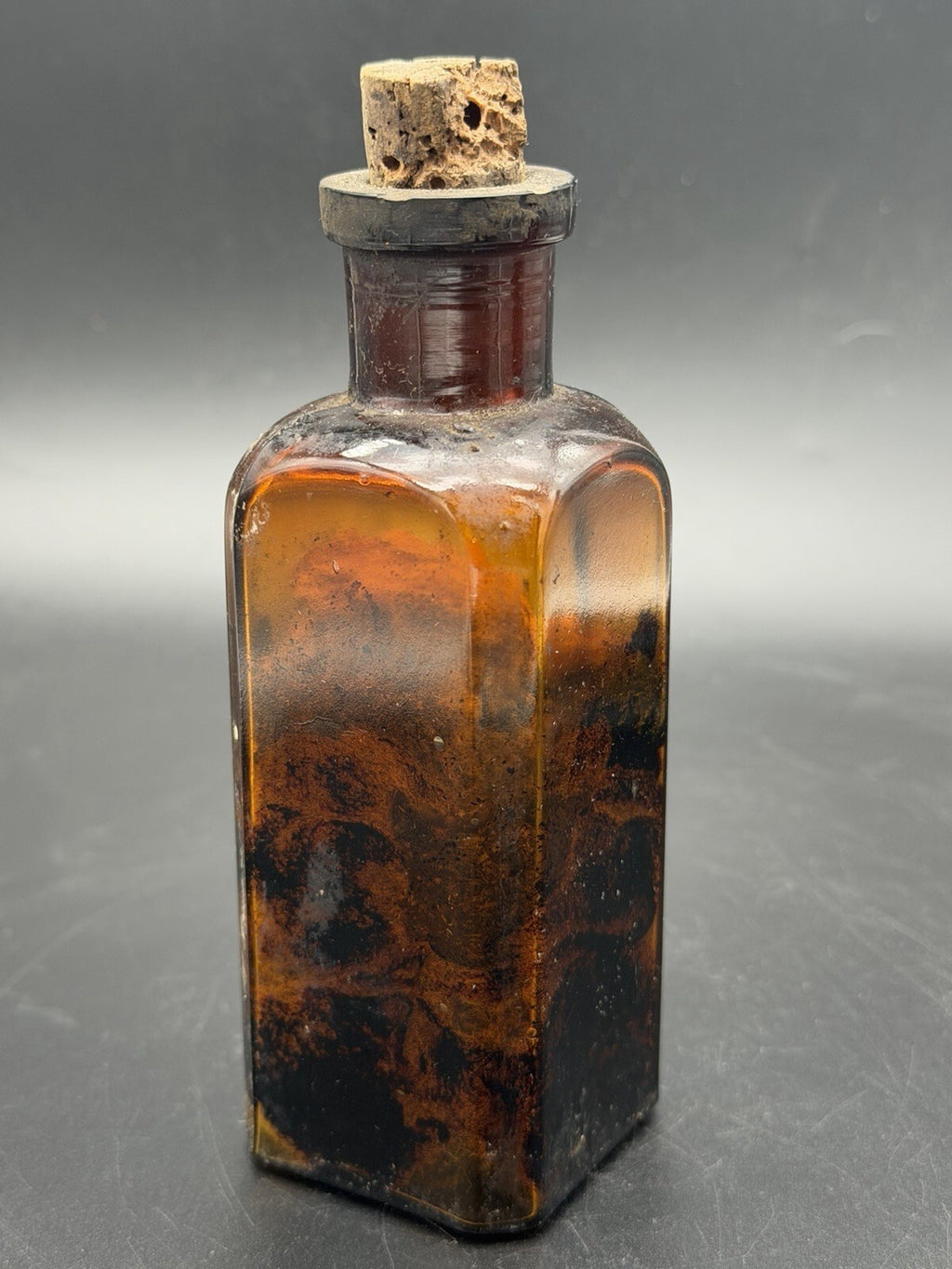Antique Fraser Amber Glass Apothecary Bottle w/ Cork Stopper Quack Medicine